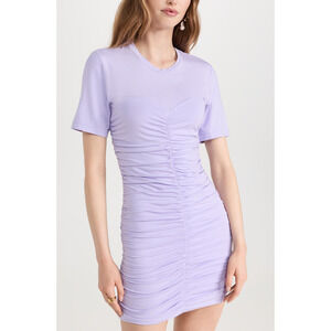 Simkhai 'Jaslene' Purple Clean Stretch Jersey Twist Front Short Sleeve Dress